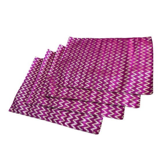 Placemats Gold Hot Pink Fuchsia Set of 4 Table Linens 12.5 x 17.5" - Picture 1 of 6
